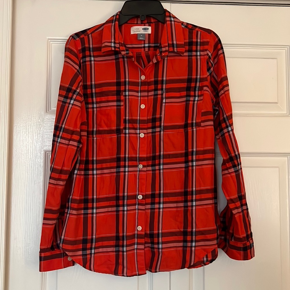 Old Navy Plaid Print Button Down Shirt Size M